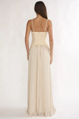 Cambridge Accordion Pleat Corset Dress Cream