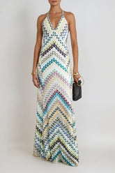 Daouda Spaghetti Backless Maxi Dress In Green