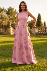 Halter Floor-Length A-line Evening Gown Pleated Flowers Mother of the Bride Dress