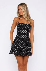 Think I'M In Love Mini Dress Black/White Polka Dot