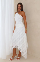 Don't Let Me Go Midi Dress White