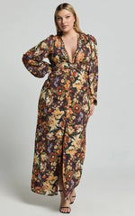 Lorelei Maxi Dress - V Neck Balloon Sleeve Dress In Indulgent Bloom