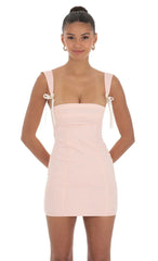 Shoulder Ties Bodycon Dress In Pink