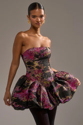 Show Stopper Brocade Mini Dress In Purple