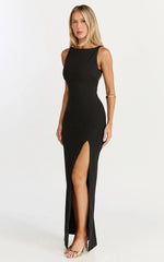 Boat Neck Bodycon Dress In Black