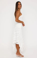 Don't Let Me Go Midi Dress White