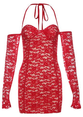 Scarlet Desire - Lace Halter Mini Dress