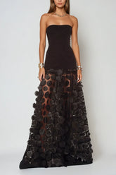 Boryana Dot Strapless Maxi Dress In Black