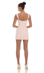 Shoulder Ties Bodycon Dress In Pink