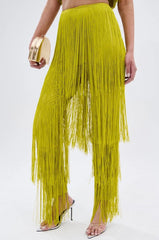 Oh So Fringe Pants In Green