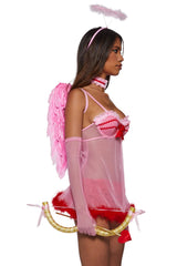 Pink Cupid Costume with Wings and Halo