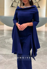 Off the Shoulder Column Long Sleeve Evening Formal Dresses