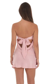 Satin Strapless Slip Dress In Rose Pink