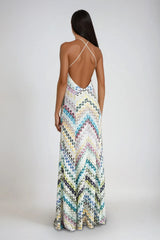 Daouda Spaghetti Backless Maxi Dress In Green