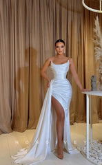 L0956 - Ormate High Slit With Train Evening Party Prom Dress