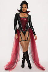 Coffin Queen 5 Piece Costume Set - Red/Combo