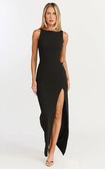 Boat Neck Bodycon Dress In Black