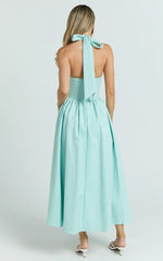 Halter Tie Neck Corset Panel Dress In Mint