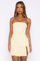 Taking Advantage Strapless Mini Dress Lemon