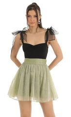 Glitter Skater Skirt In Green