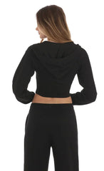 Cropped Pointed Hoodie In Black