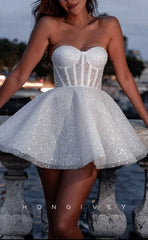 H2174 - Glitter Tulle A-Line Sweetheart Strapless Party/Homecoming Dress