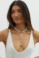 South Pacific Shell Starfish Multi-Layer Necklace Gold
