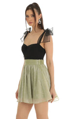 Glitter Skater Skirt In Green