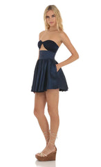 Corset Cutout Dress In Navy