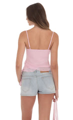 Ruffle Tassel Top In Pink