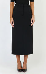 Alanna Midi Skirt - High Waisted Back Split Pencil Skirt In Black