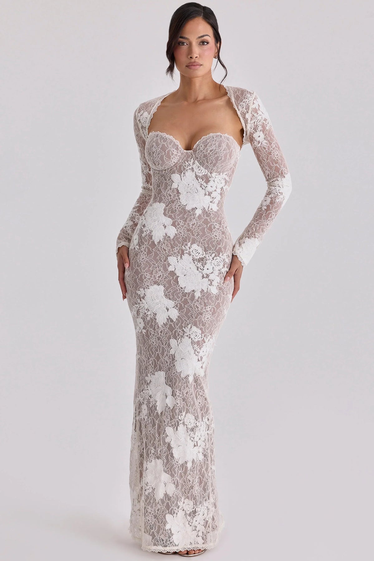 ivory embroidered lace maxi dress - limited edition