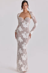 ivory embroidered lace maxi dress - limited edition
