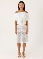 Yanna Midi Skirt - White