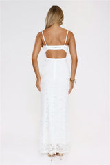 Moonlit Veil Lace Maxi Dress White