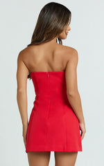 Strapless A Line Dress In Red