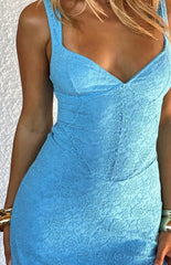 Adhara Blue Lace Formal Maxi Dress