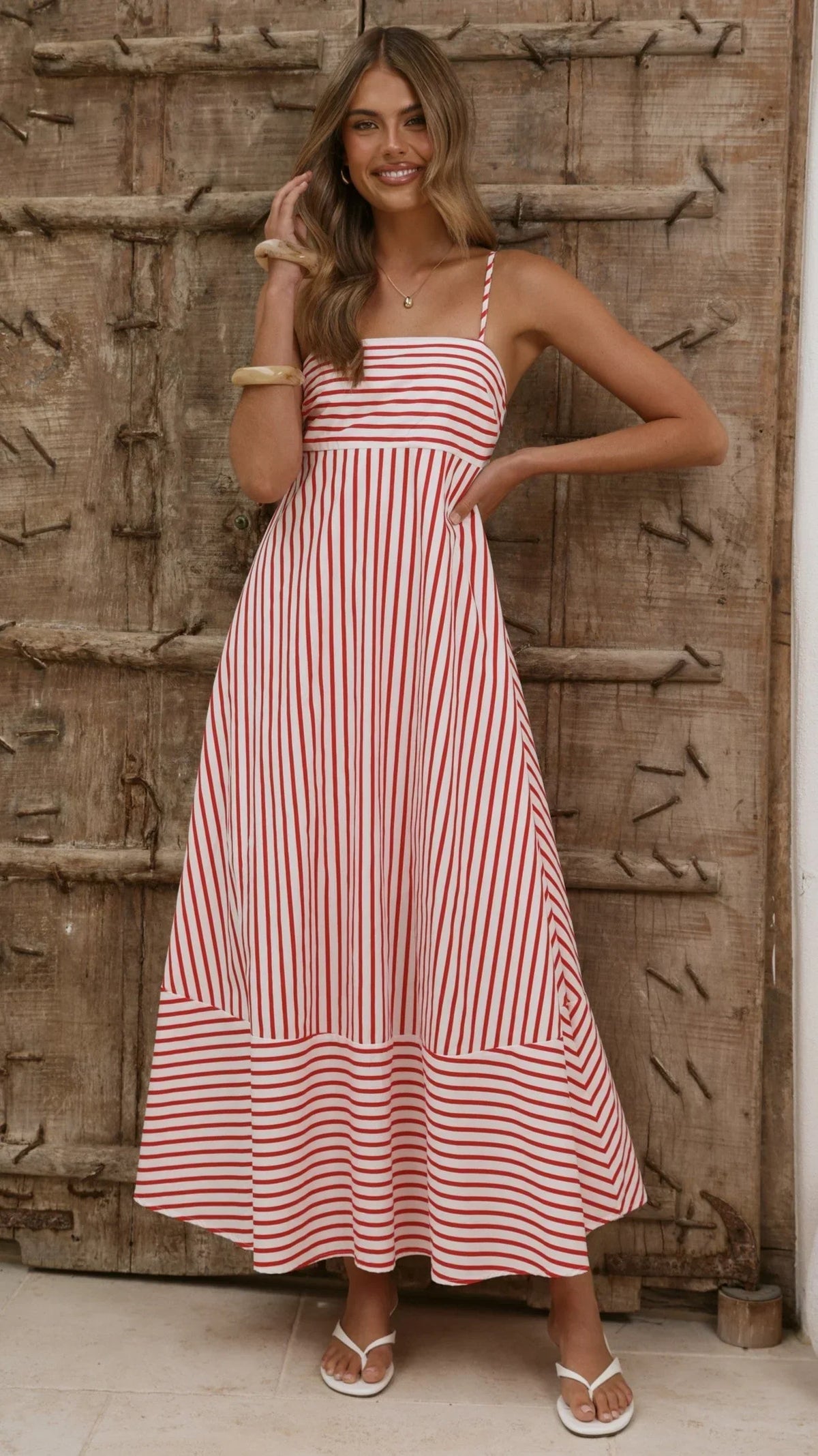 Marcel Maxi Dress - Red/White Stripe