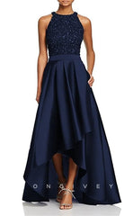 HM204 - A-Line Round Sleeveless Beaded Mother of the Bride Dress