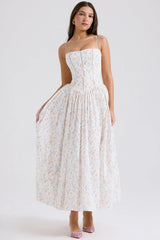 white posy print cotton maxi sundress