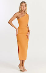One Shoulder Straight Dress In Orange