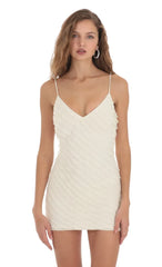Ruffle Open Back Dress In Ivory