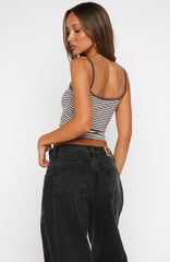 Just Let It Go Singlet Charcoal/White Stripe