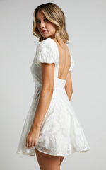 Puff Sleeve Dress In White