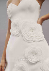 White Strapless Sweetheart Mini Homecoming Dresses with Appliqued Flowers