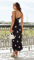 Jianna Maxi Dress - Black/Cream Polka
