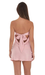 Satin Strapless Slip Dress In Rose Pink