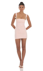 Shoulder Ties Bodycon Dress In Pink
