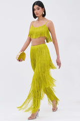 Oh So Fringe Pants In Green