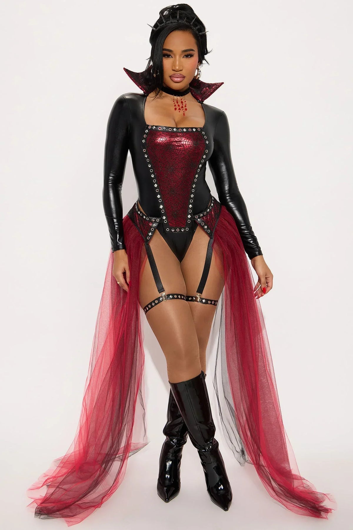 Coffin Queen 5 Piece Costume Set - Red/Combo